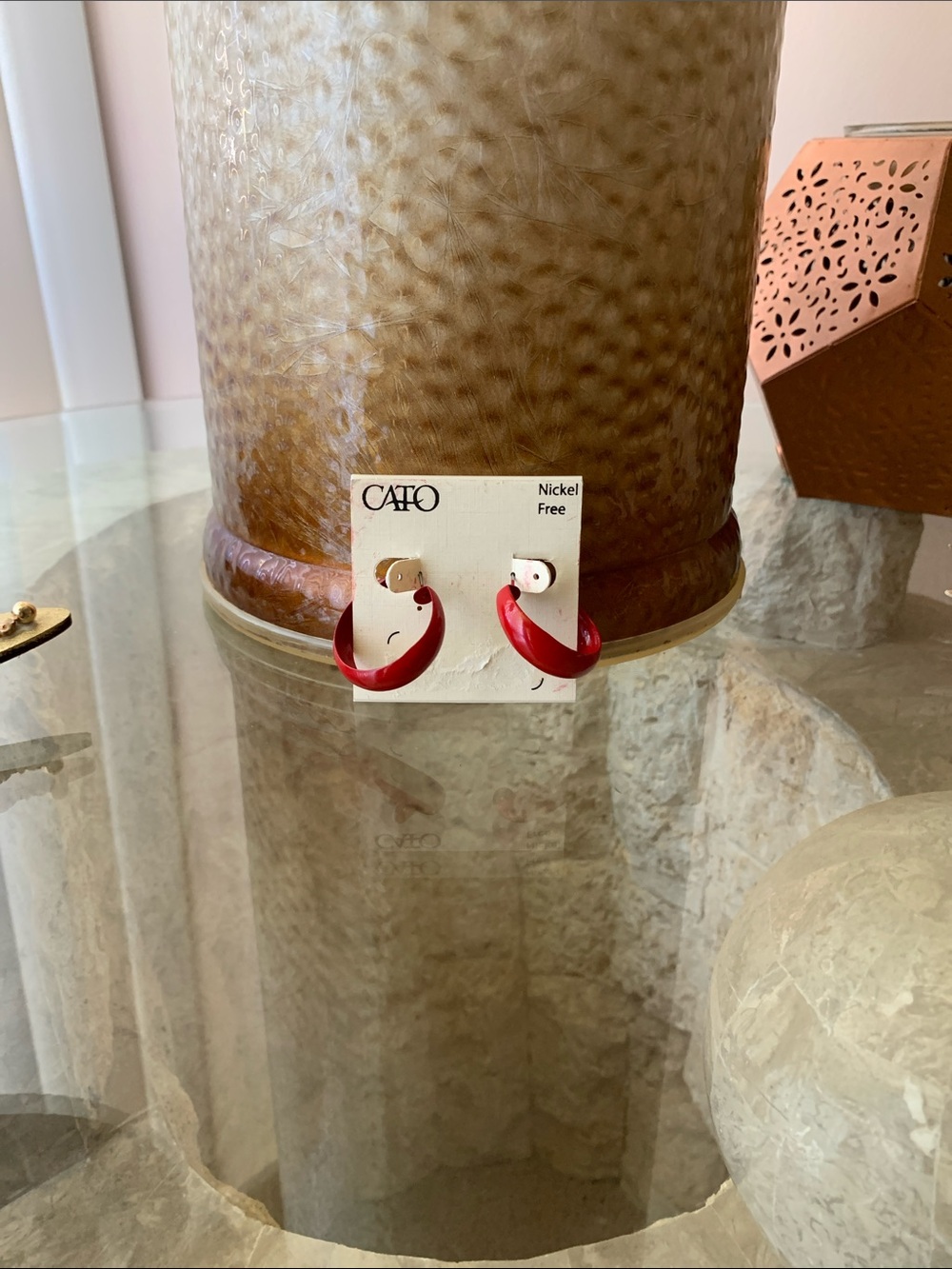 Cato Red Hoop Earrings